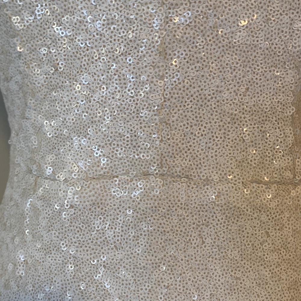 Dress the Population White Sequin V Neck Dress w/ Open Back Size Medium Worn 1X - Picture 2 of 12